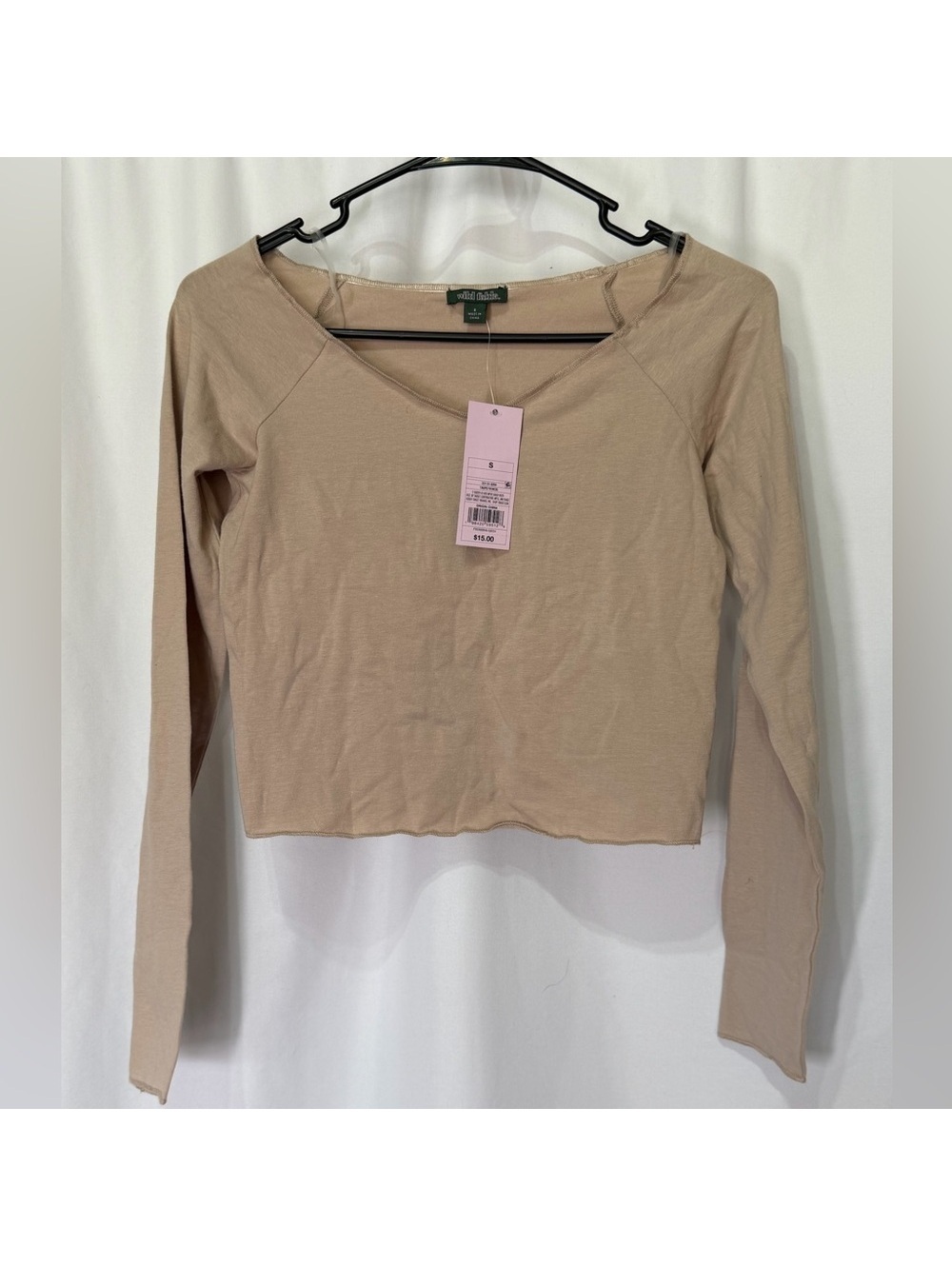NWT Women's Beige Long Sleeve crop Top